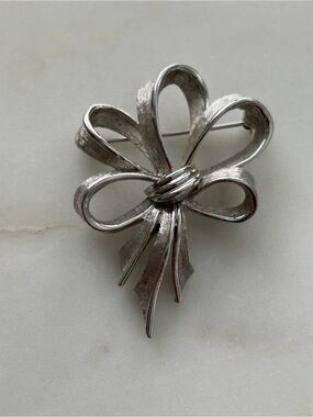 Marcel Boucher Silver Bow Ribbon Brooch